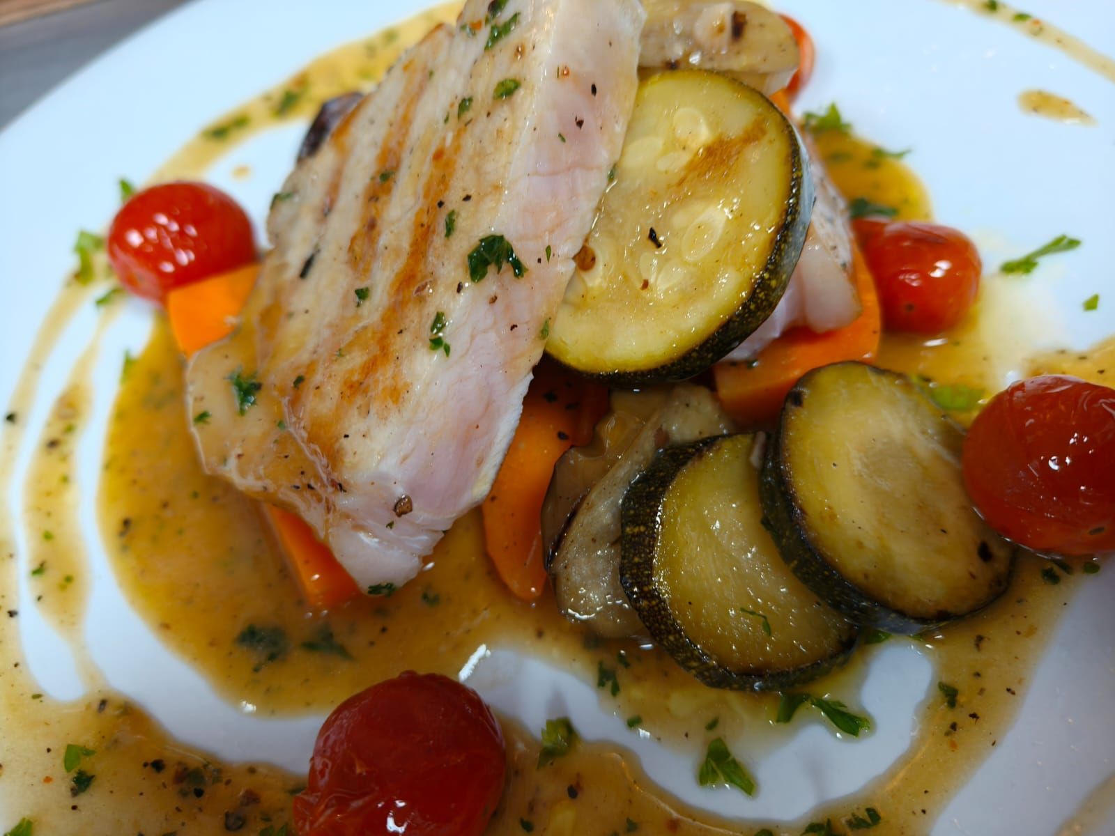 Pork prepared in the L’Opera kitchen